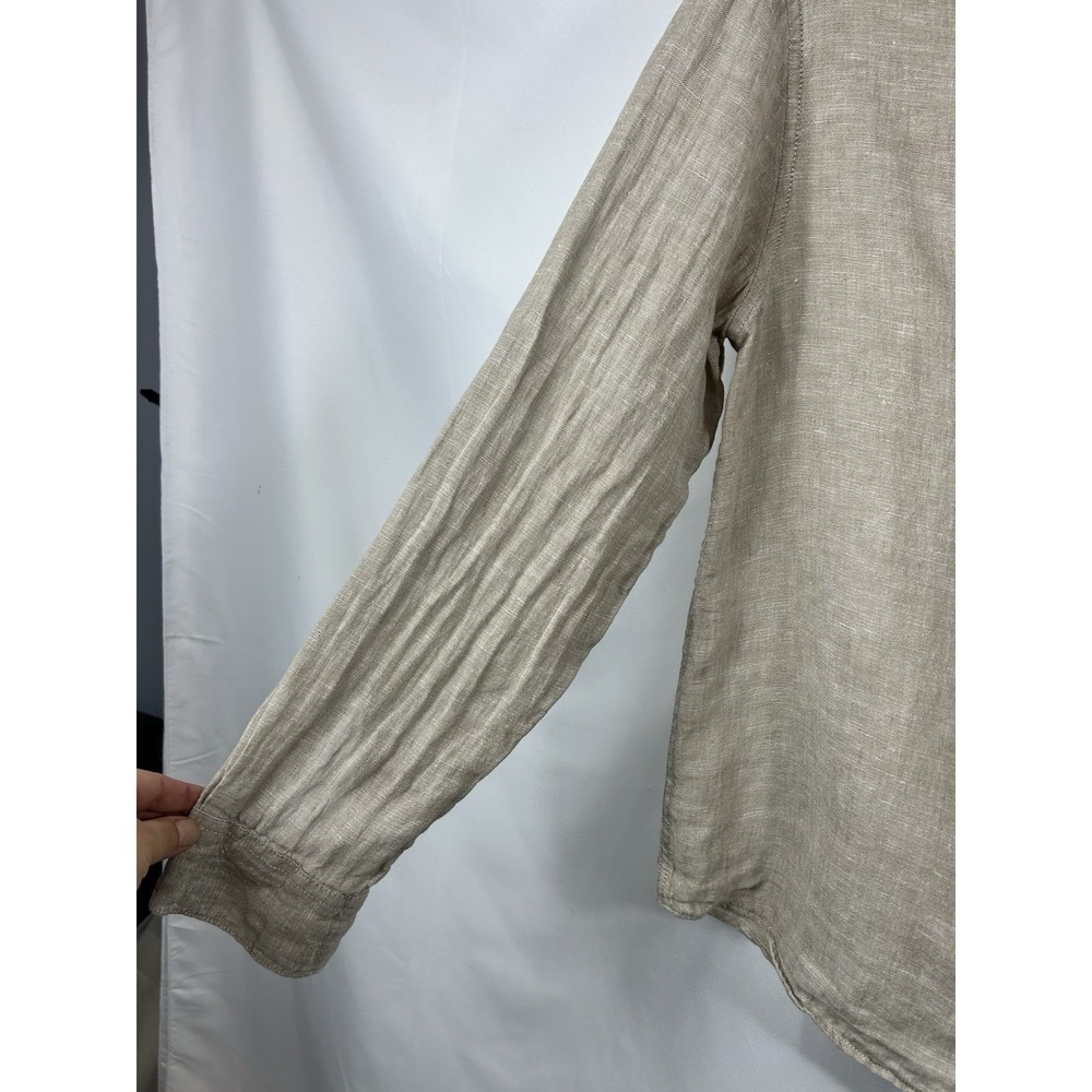 Caribbean Joe 100% Linen Shirt Medium Oatmeal European Flax Coastal Quiet Luxury - Picture 4 of 9